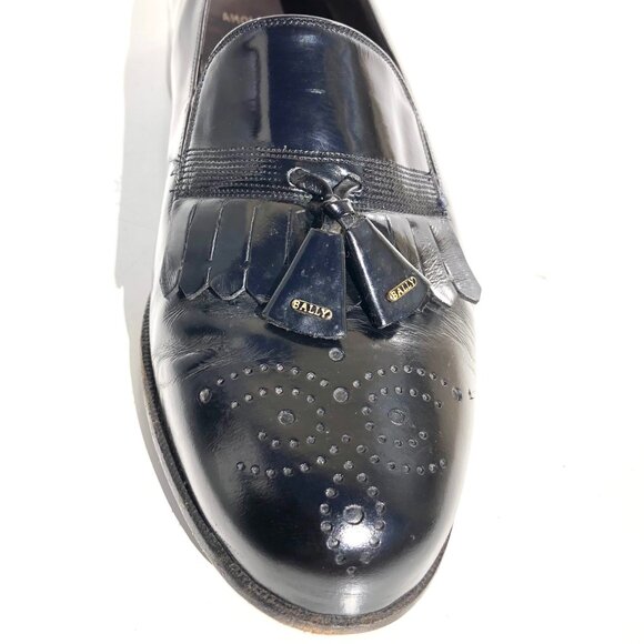 Bally Of Switzerland Men's Dress Shoes Size 7.5 F Tassel Loafers Black Leather - Picture 4 of 16